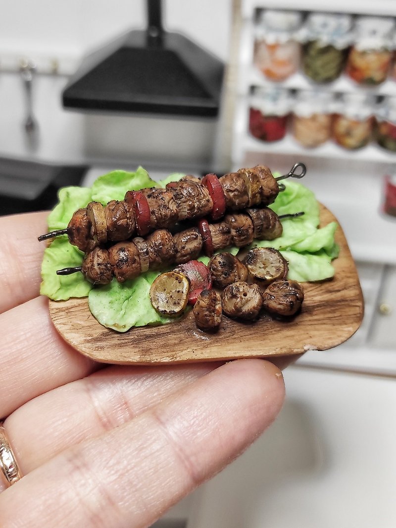 ดินเหนียว ตุ๊กตา - Realistic miniature kebab 1/6 - Barbecue - Mini kebab -  Miniature food