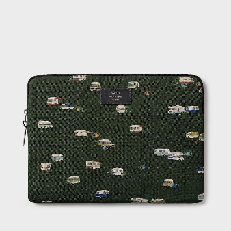 ไฟเบอร์อื่นๆ กระเป๋าแล็ปท็อป สีเขียว - Spain Wouf campervan 15-16 inch thin and light laptop bag