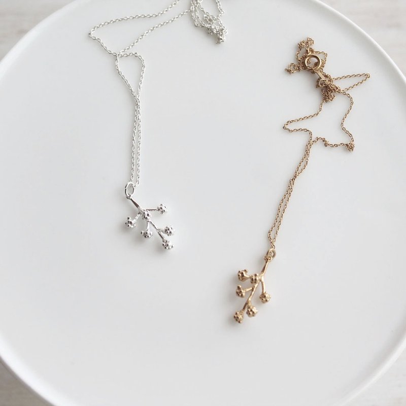 含羞草 純銀 小花項鍊 /Mimosa necklaces/ - 項鍊 - 純銀 銀色