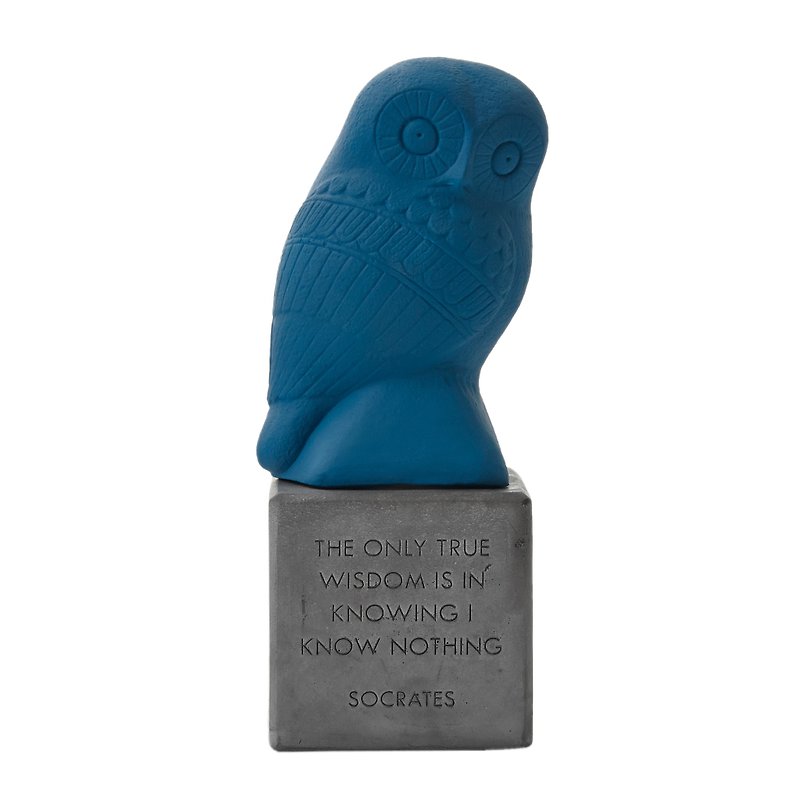 Ancient Greek Owl Ornament Wise Owl (Dark Blue) - Handmade Ceramic Statue - ของวางตกแต่ง - ดินเผา สีน้ำเงิน