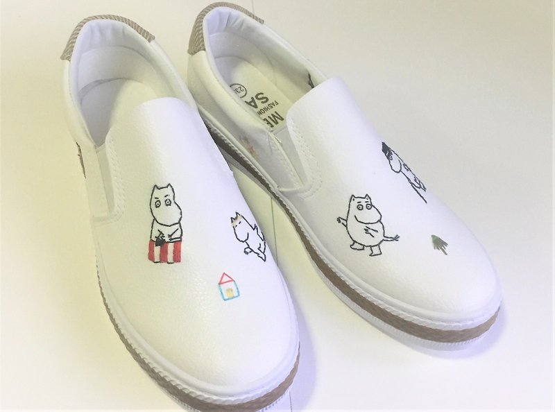 moomin slip-on - Women's Leather Shoes - Thread White