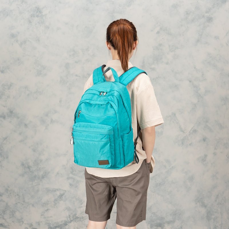 Backpack-Fenglu Double Zipper Waterproof Backpack-6003-16-Multi-color optional - กระเป๋าเป้สะพายหลัง - ไนลอน สีน้ำเงิน