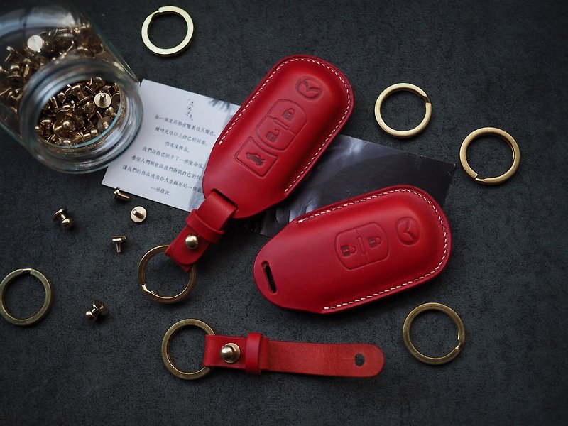 Customized Handmade Leather Mazda Car key Case.Car Key Cover/Holder,Gift - ที่ห้อยกุญแจ - หนังแท้ หลากหลายสี