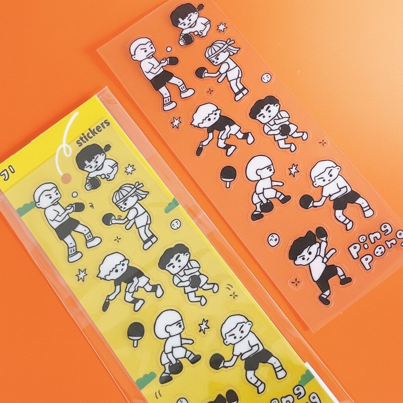 Ping Pong Friends / Journal Sticker / Clear Sticker - Black & White - สติกเกอร์ - พลาสติก 