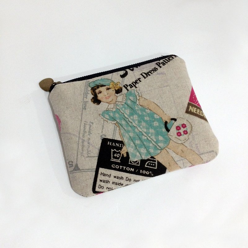 小さな女の子の縫製財布 - ポーチ - コットン・麻 カーキ