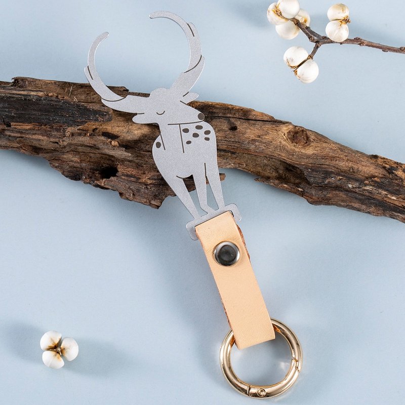 [Gift Box] Taiwan Sika Deer Stainless Steel Bottle Opener Key Ring Charm - Keychains - Stainless Steel Silver