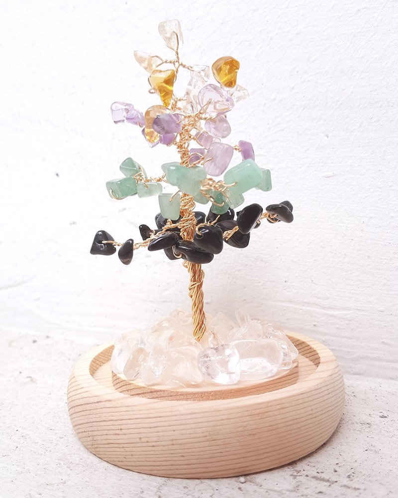 [Five Elements Crystal Tree] Citrine, Amethyst, Ludong Ling, Obsidian, White Crystal - Items for Display - Crystal 