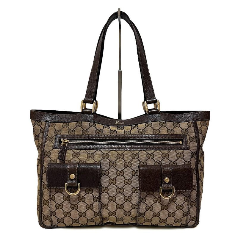 本物 GUCCI グッチ トートバッグ GGキャンバス アビー レザー ベージュ ブラウン 146247 中古 - 手提包/手提袋 - 其他材質 