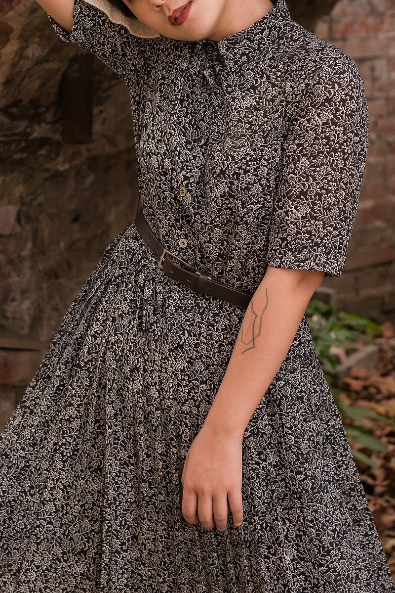 Awhile一時 | Vintage 短袖洋裝 no.138 - 連身裙 - 聚酯纖維 多色