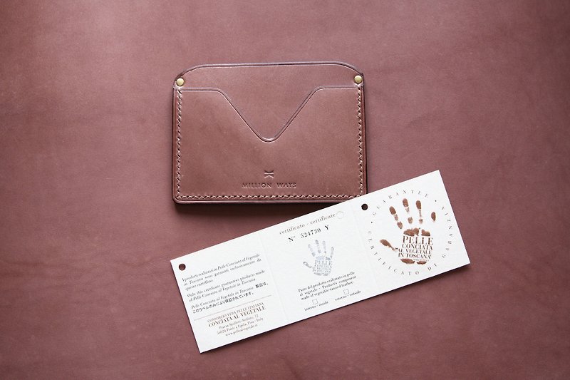 ::: Italian vegetable tanned leather credit card sets ::: light roasted coffee - ID & Badge Holders - Genuine Leather Brown