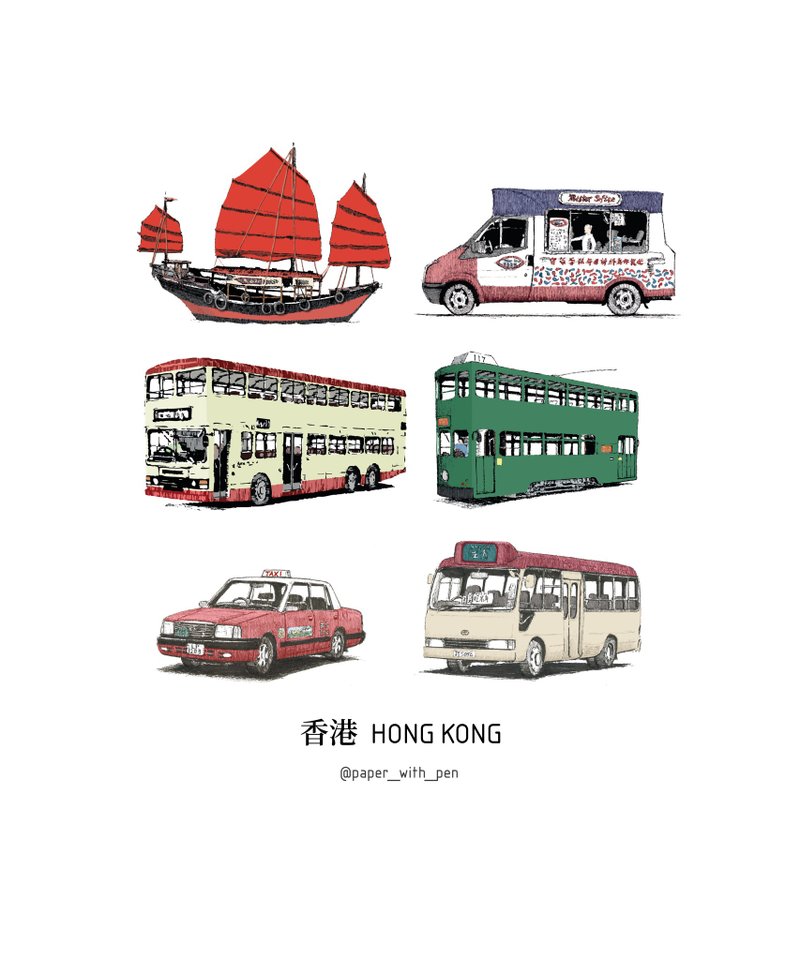 香港交通工具帆布袋 - 手提包/手提袋 - 棉．麻 