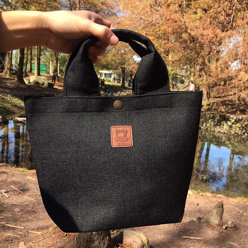 Thick hand-held linen bag-carbon black - Handbags & Totes - Cotton & Hemp Black