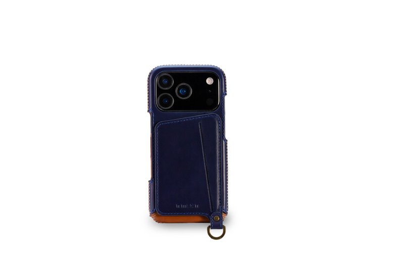 iPhone 17 Pro 經典系列-磁吸站立卡袋手機皮套-海軍藍 - 手機殼/手機套 - 真皮 藍色