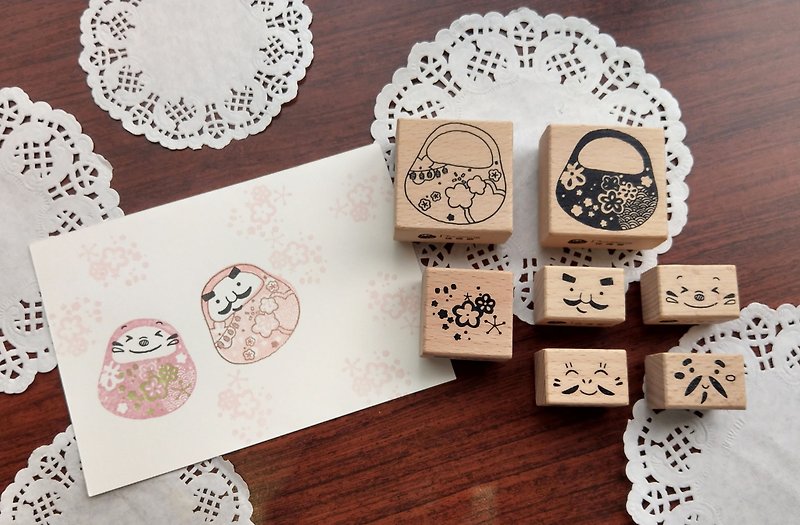 | Exhibition Works | Plum Blossom Fushen Overprint Combination Mechanism Seal Rubber Stamp - Stamps & Stamp Pads - Wood Red