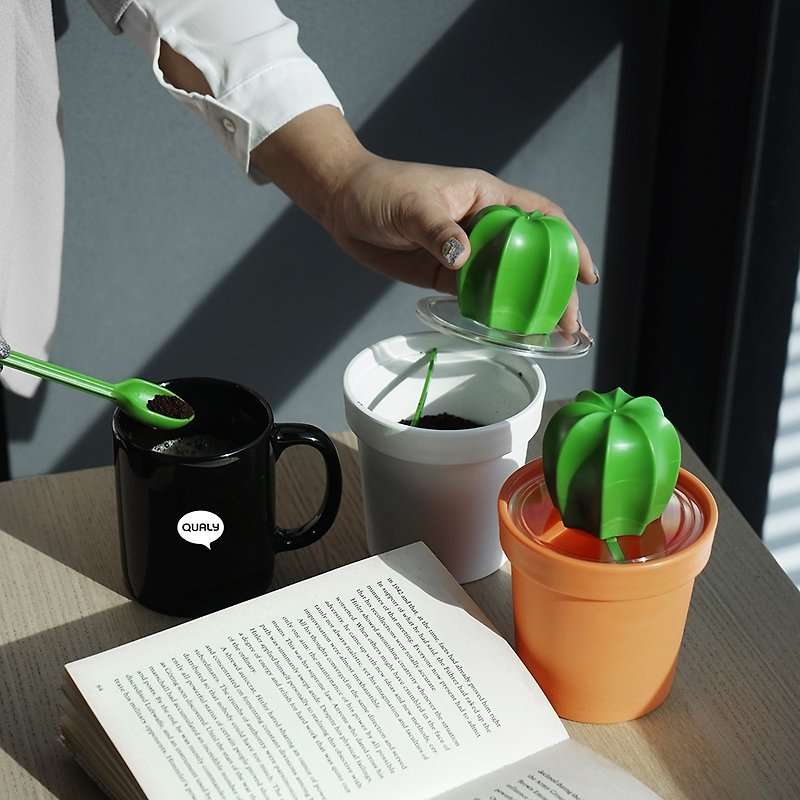 QUALY サボテンコーヒー缶 - 収納用品 - プラスチック グリーン