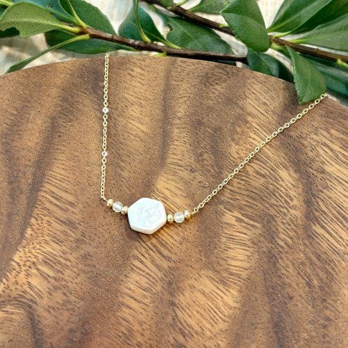 天然六角形パール石14Kゴールドネックレス - ショップ light-of