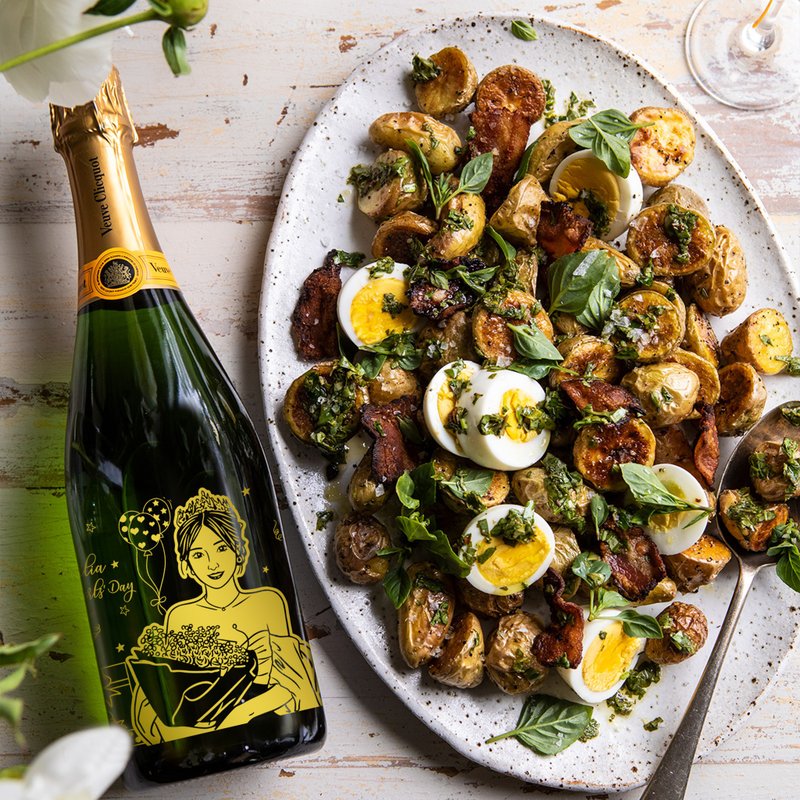 母親節禮物| 訂製手工雕刻veuve香檳套裝 送情侶結婚雕刻禮物酒 - 酒類/酒精飲品 - 玻璃 