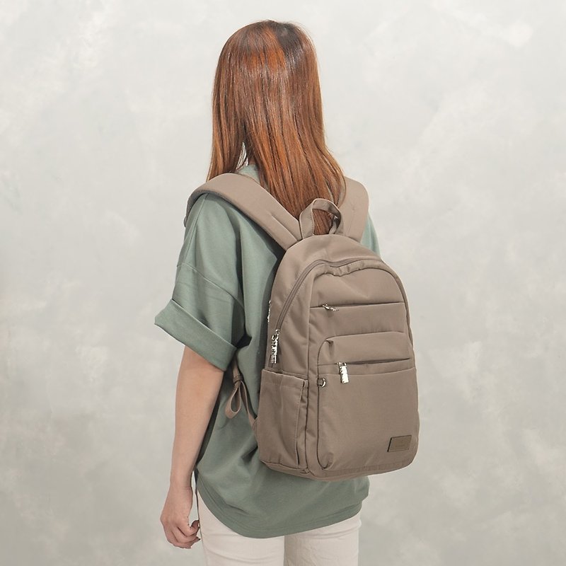 Backpack-Aurora Water Repellent Backpack-6399-17-Multicolor optional - Backpacks - Nylon Khaki