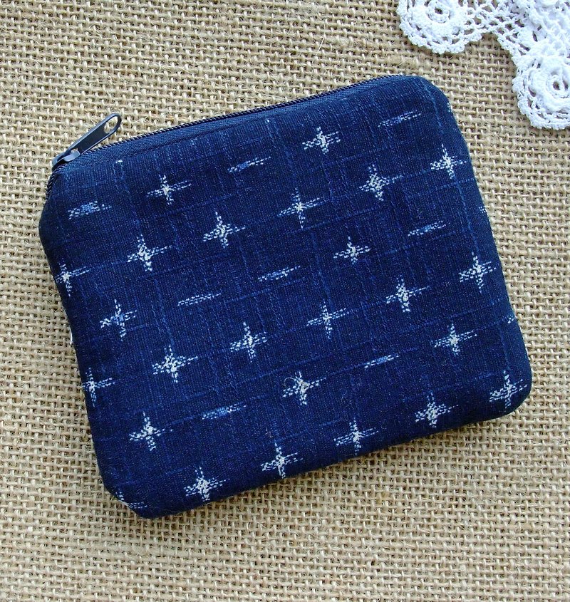 Zipper pouch / coin purse (padded) (ZS-273) - กระเป๋าใส่เหรียญ - ผ้าฝ้าย/ผ้าลินิน สีน้ำเงิน