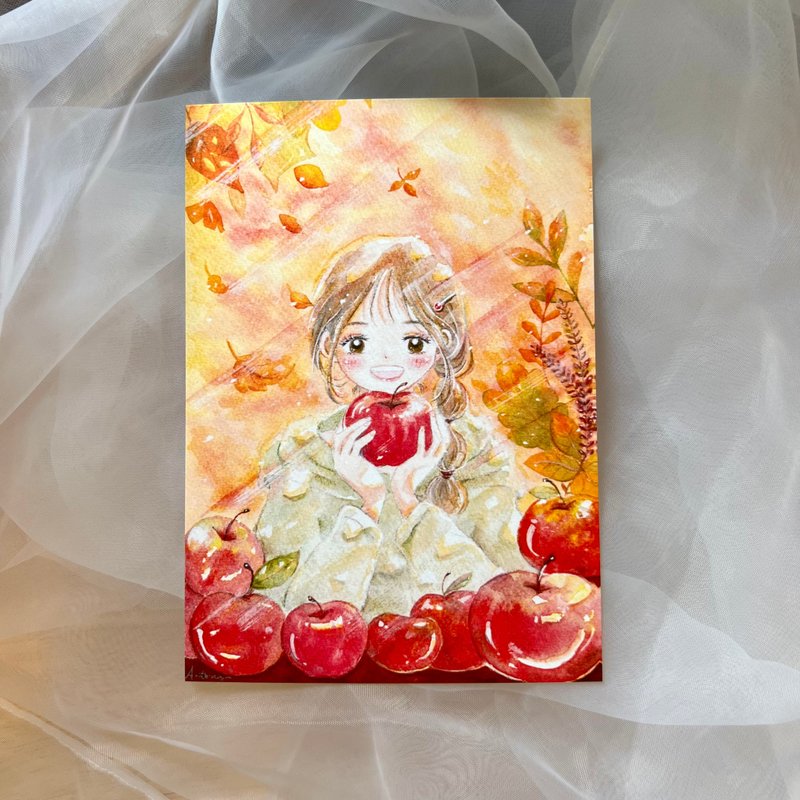 Postcard - Apple Autumn - การ์ด/โปสการ์ด - กระดาษ สีส้ม