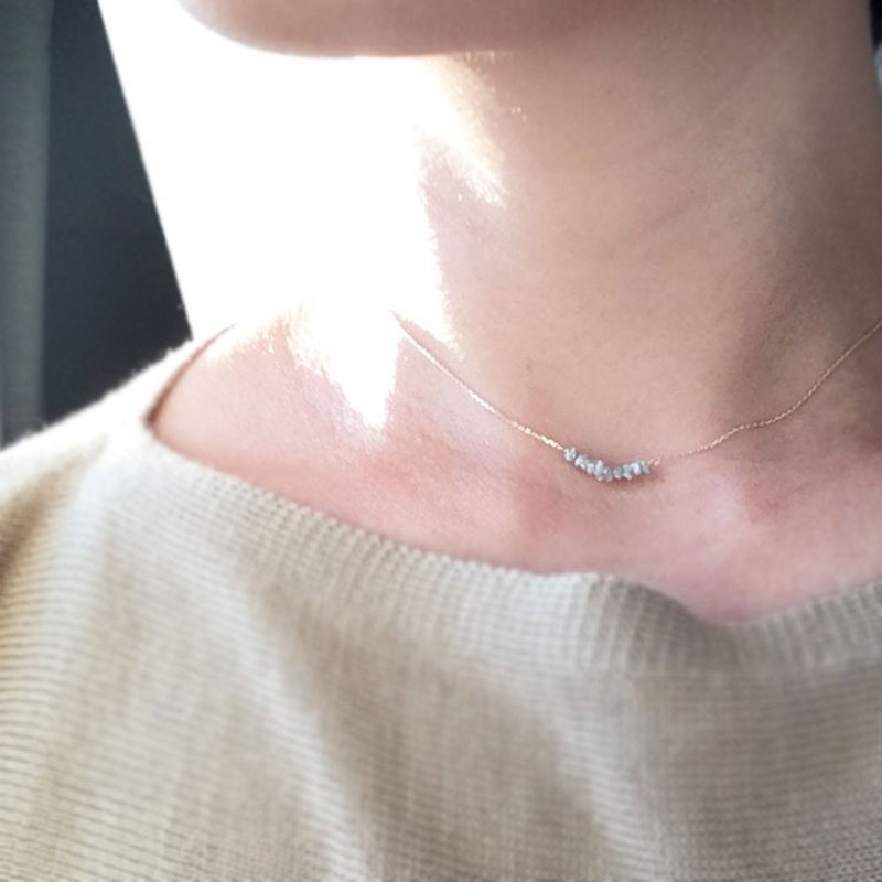 K14gf raw diamond Necklace, April Birthstone, Diamond Dainty Necklace - 項鍊 - 寶石 銀色