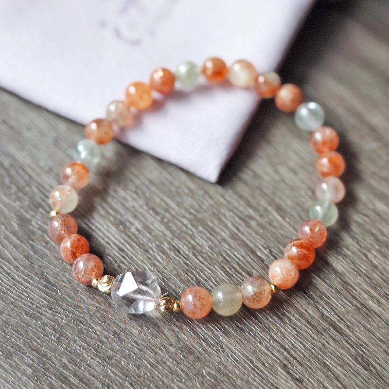 Orange Sunset Arusha Golden Sun White Crystal Birthday Gift Bracelet Customized - Bracelets - Crystal Orange