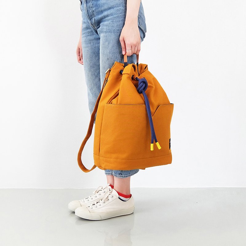 Dumpling backpack (2 colors) - กระเป๋าเป้สะพายหลัง - ผ้าฝ้าย/ผ้าลินิน หลากหลายสี
