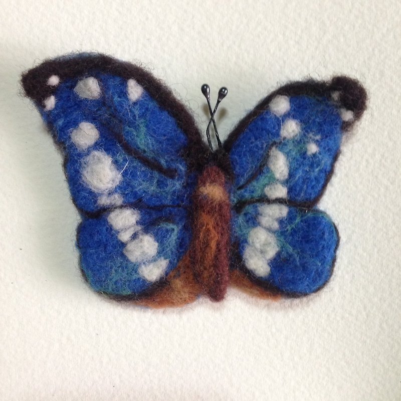[Wool felt] blue butterfly pin - เครื่องประดับผม - ขนแกะ สีเขียว