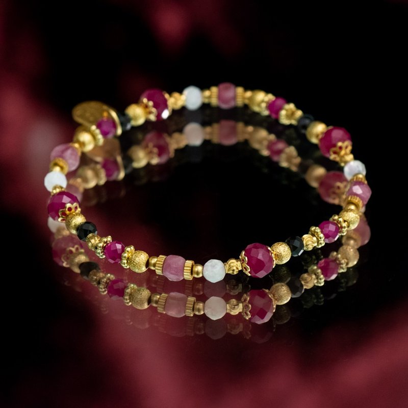 Carmine Secret // C1473 Ruby White Moonlight Bracelet - Bracelets - Gemstone 