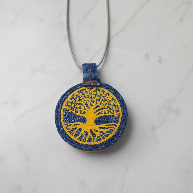 Denim pendant Jeans pendant Tree of Life - 項鍊 - 其他金屬 藍色