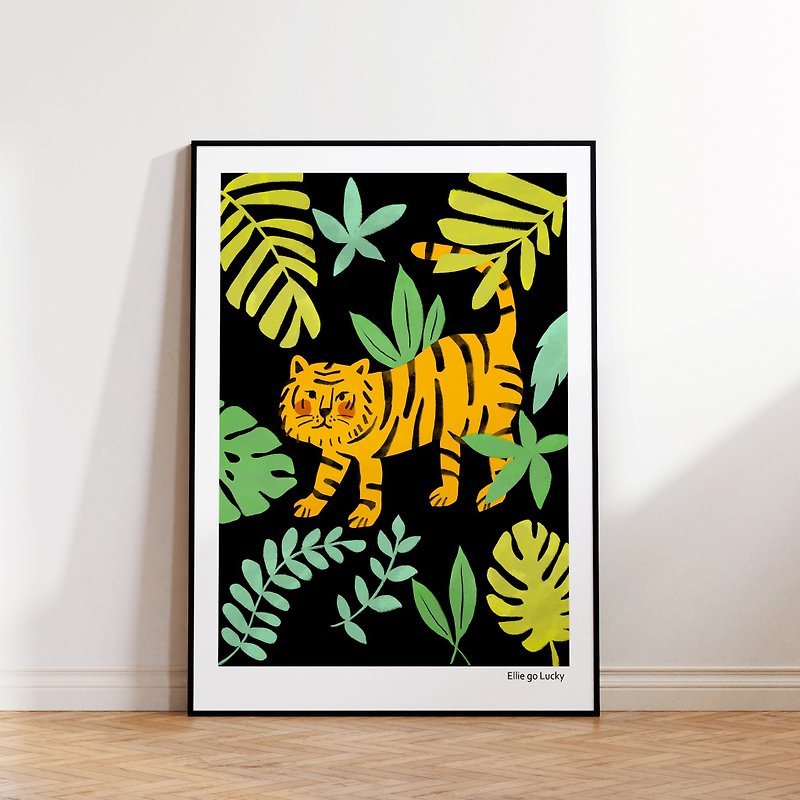 Art print/ Black Tiger / Illustration poster A3,A2 - โปสเตอร์ - กระดาษ สีดำ