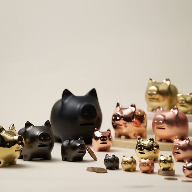 GOLDENPIG | 招財金豬 大豬小豬落御盤 玫瑰金 - 擺飾/家飾品 - 貴金屬 粉紅色