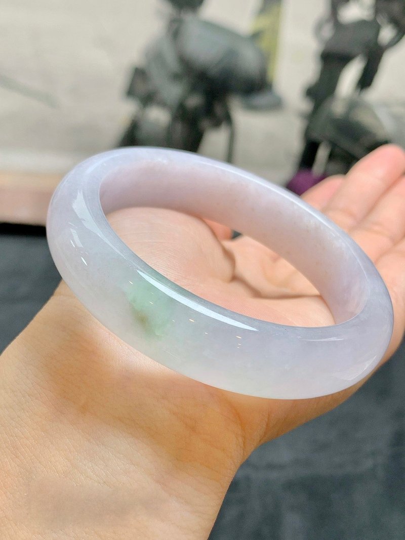 冰種 天然翡翠 緬甸 A玉 玉鐲 • 冰種紫羅蘭翡翠福鐲 - 手鍊/手環 - 玉石 粉紅色