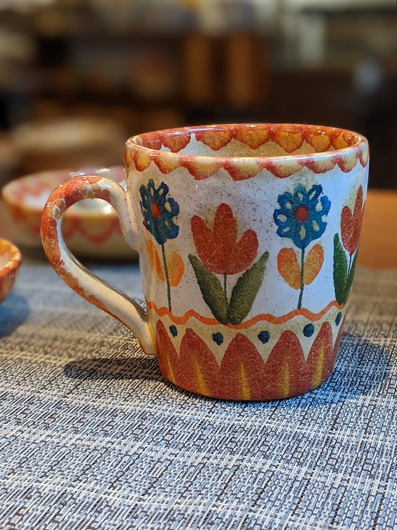 Italian handmade pottery-FER Italian party mug 360ml - แก้วมัค/แก้วกาแฟ - ดินเผา สีแดง