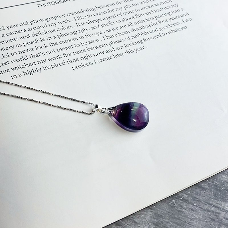 | Gemstone Necklace Series | firefly Stone Drop Pendant (S925 silver necklace x x x chain clavicle customized) - Collar Necklaces - Gemstone Multicolor
