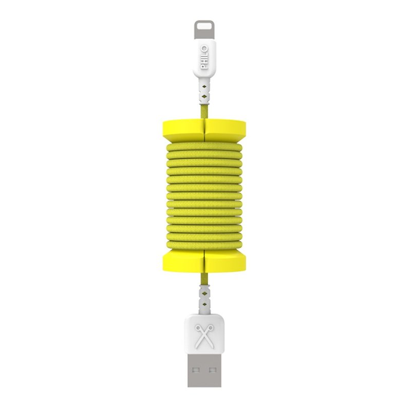 Italian PHILO Lightning - USB transmission line colorful braided yellow 100cm 8055002390361 - ที่ชาร์จ - พลาสติก สีเหลือง