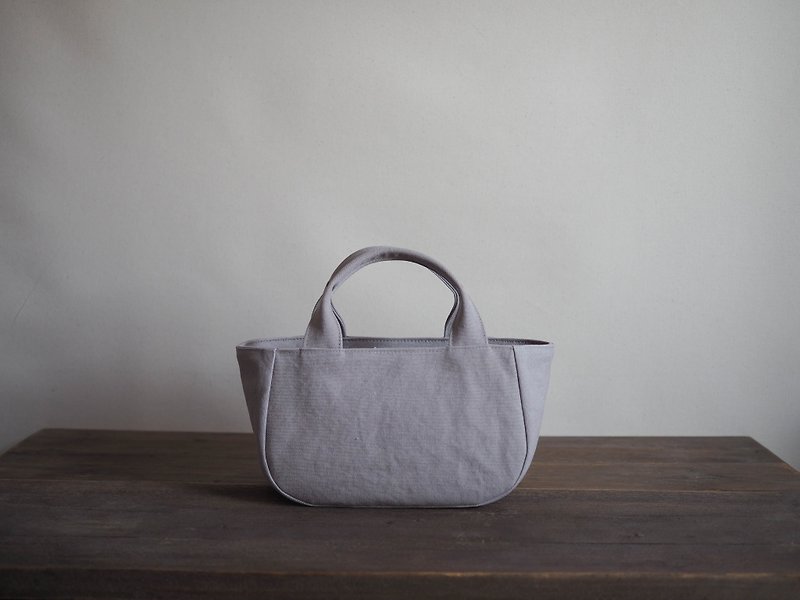 Made to order Round tote with lid S Ice gray - Handbags & Totes - Cotton & Hemp Gray
