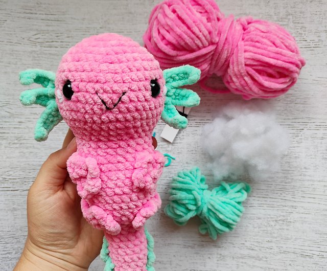 DIY Amigurumi Crochet Kit Little Axolotl / Craft Project Crochet