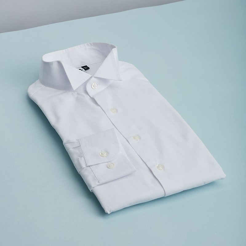 White Unfolded Dress Collar - If you want to be more low-key with your dress, choose an unfolded dress shirt. - เสื้อเชิ้ตผู้ชาย - ผ้าฝ้าย/ผ้าลินิน ขาว