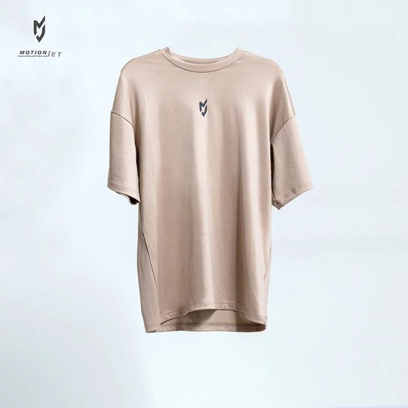 MJC009-MJ single guide male version OVERSIZE sports short sleeve (milk tea) S-2XL - Men's Sportswear Tops - Other Materials Khaki