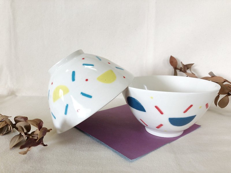 Round bowl - geometric building blocks - Bowls - Porcelain White
