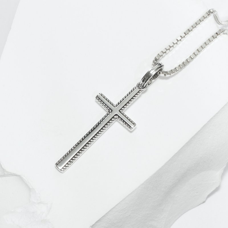 Classic Braided Cross Pendant - Necklaces - Sterling Silver 