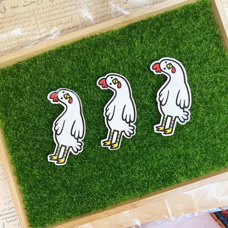 Clearance Special Price 3 Thinking Chickens Sold Out Out of Print - Stickers - Waterproof Material White