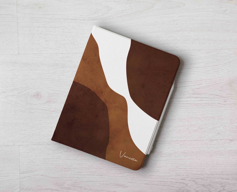 Custom name Abstract brown iPad case  iPad mini 6 10.5 Air 5 10th generation pro - เคสแท็บเล็ต - พลาสติก สีนำ้ตาล