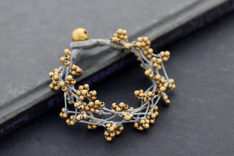Grey Binding Bracelets Woven Knotted Brass Nature - สร้อยข้อมือ - กระดาษ สีเทา
