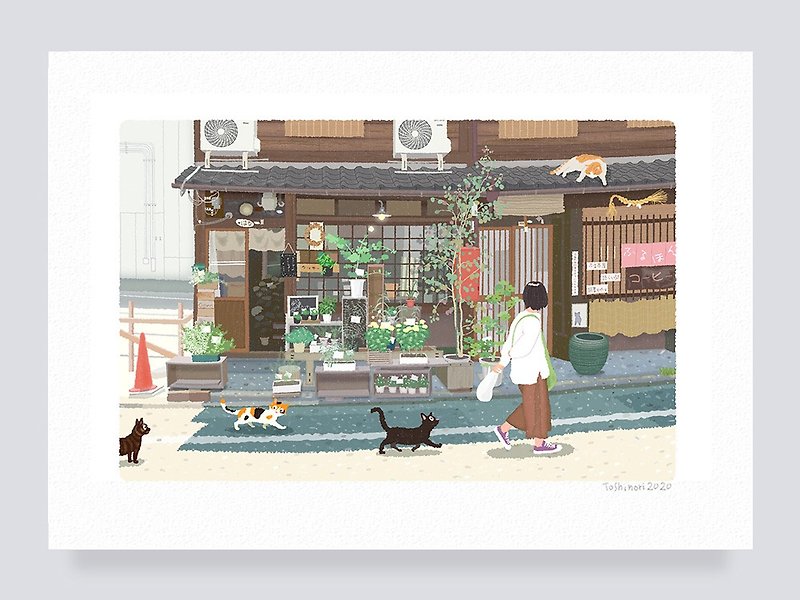 Art print / 42.Kyoto Flower Shop  (A4.A3.A2 size)   free shipping - Posters - Paper Brown