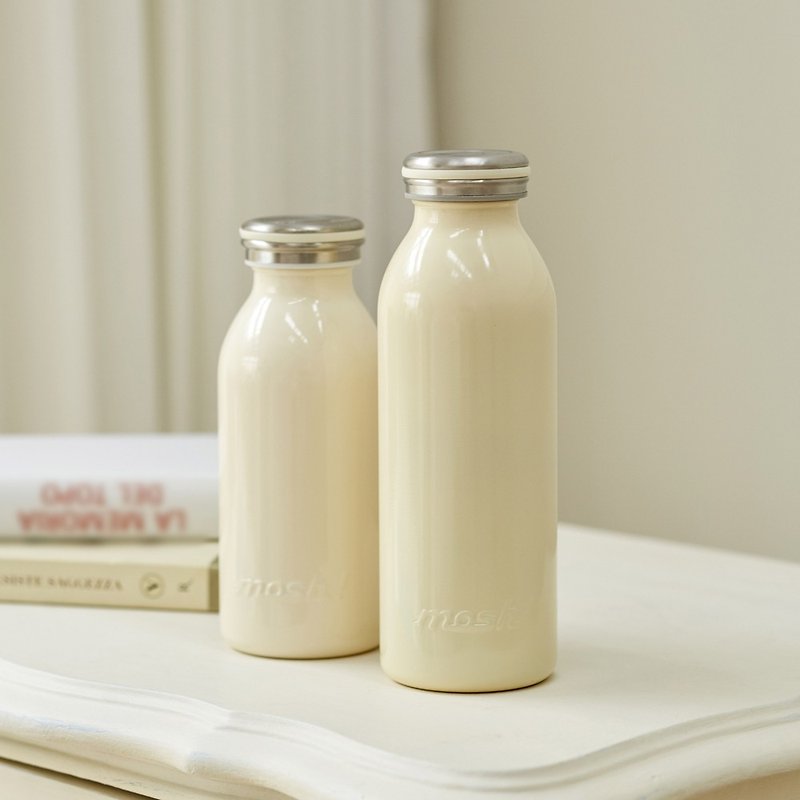 (Sold out) Japan MOSH! Milk-based thermal insulation bottle 450ML (ivory white) - กระบอกน้ำร้อน - สแตนเลส 
