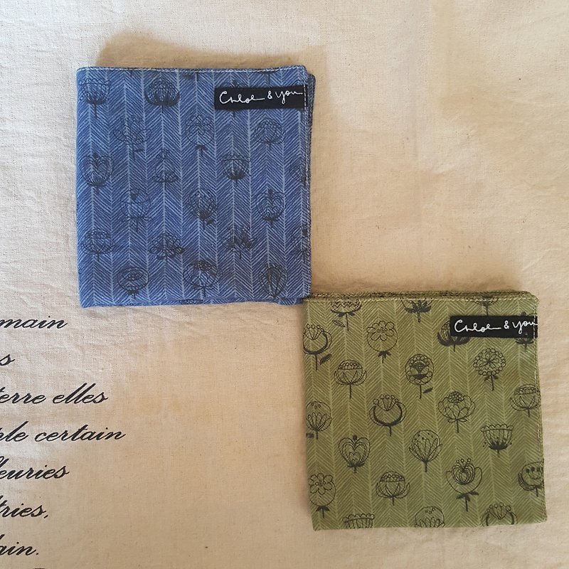Double yarn handkerchief (hand-painted flowers) - Handkerchiefs & Pocket Squares - Cotton & Hemp 