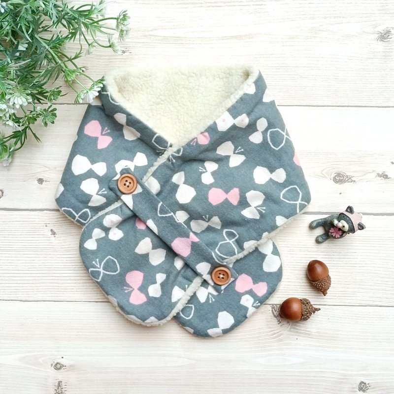 【兒童圍脖】灰色蝴蝶結-五歲以下 - 圍巾/披肩 - 棉．麻 灰色