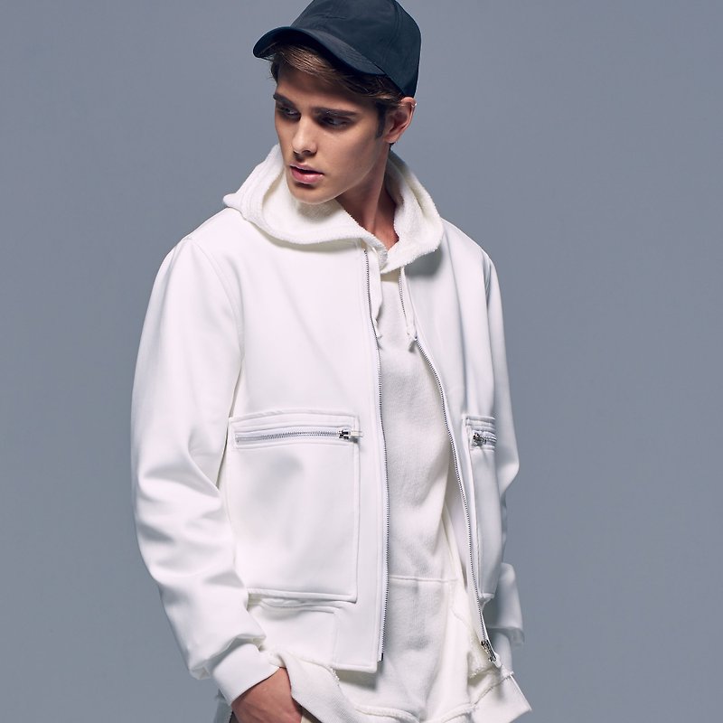 Stone'As Zip MA-1 Jacket In White / space fabric MA-1 Jacket White - Men's Coats & Jackets - Polyester White
